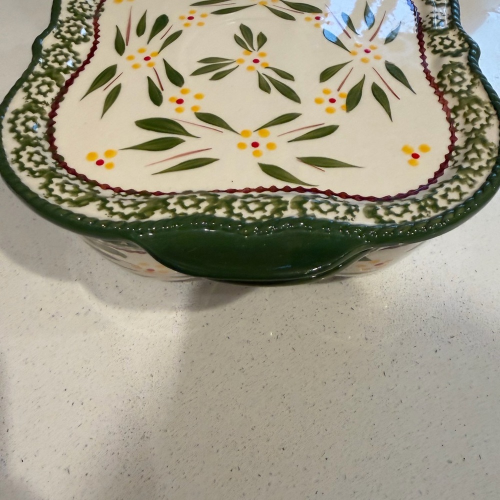 Temptations Floral Decorative Ceramic Dish with Green Yellow PPP-SQ-922603 #3 - Picture 7 of 7
